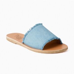 Ancient Greek Sandals || Taygete Sandals in Light Denim Frayed Chambray Blue